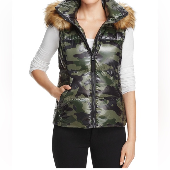 Aqua Jackets & Blazers - Aqua Faux Fur-Trim Camo Puffer Vest Bloomingdale’s Exclusive